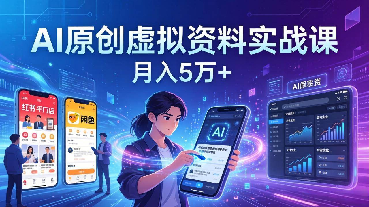 （17657期）AI原创虚拟资料实战课：2026新机会，小红书闲鱼开店，普通人用AI轻松变现，月入5万+-乘峰资源网